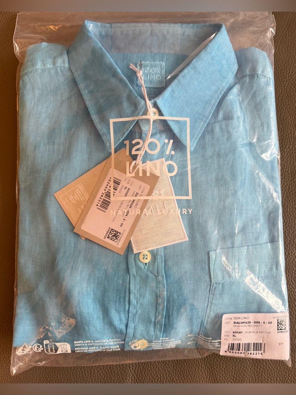 NEW Auth 120% LINO men’s SHIRT regular fit sz XL= L US/50 Eu - Picture 12 of 12